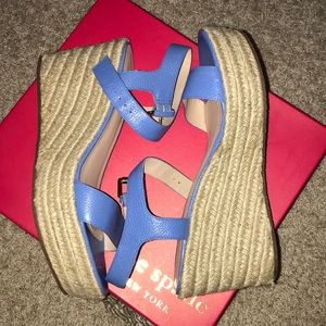 KATE SPADE Tarin woven blue wedge size 9